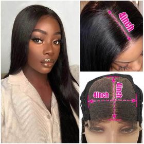HD Human Hair waterwave 10 14 16 20 30 Inch Waterwave Curly Half Transparent Glueless 4*4 Frontal 4x4 Lace Front Closure Wig - 24 Inches (609mm)(+$102
