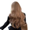 Brown Copper Ginger Long Straight Synthetic Wigs for Women Natural Wave Wigs with Bangs Heat Resistant Cosplay Hair - 26 INCH