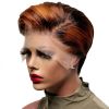 Women Dyed Lace Short Straight Synthetic Wig Hairpiece for Party - Dark
