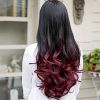Women Big Wave Long Curly Wavy Gradient Color Ombre Three-forth Full Hair Wig - Red