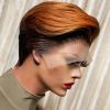 Women Dyed Lace Short Straight Synthetic Wig Hairpiece for Party - Dark