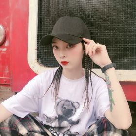 Wig Dirty Braid Hat Wig One Female Three-Strand Braid Personality Cap One (Color: Black)